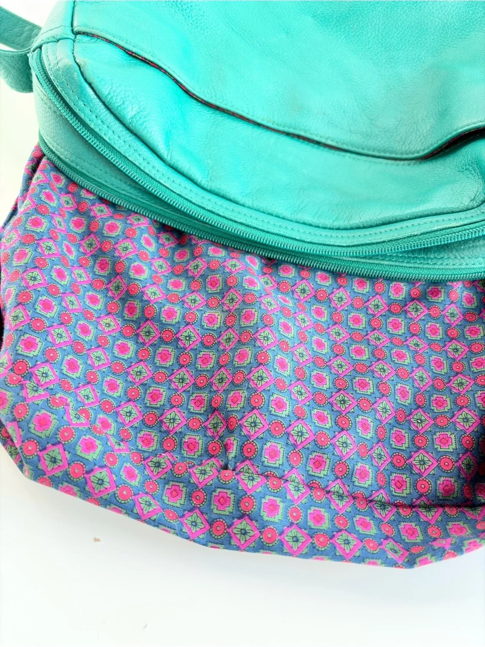 Liz Claiborne Teal Green Leather Crossbody Shoulder Bag Purse Vintage 1980/90s.